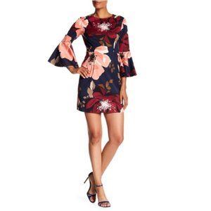 Trina Turk Floral Bell Sleeve Dress,10, LIKE NEW
